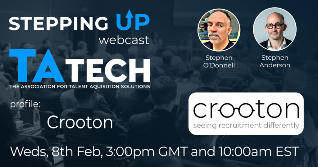 Special guest, Stephen Anderson, CEO of Crooton.
Weds 8th Feb.