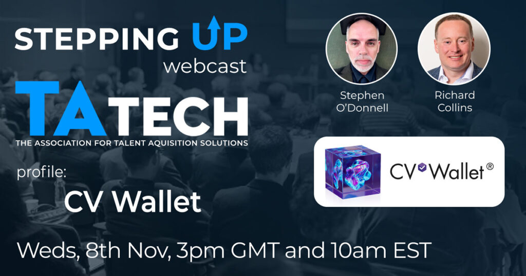 Special guest, Richard Collins, Co Founder and CEO of CV Wallet.
 Weds 8th November