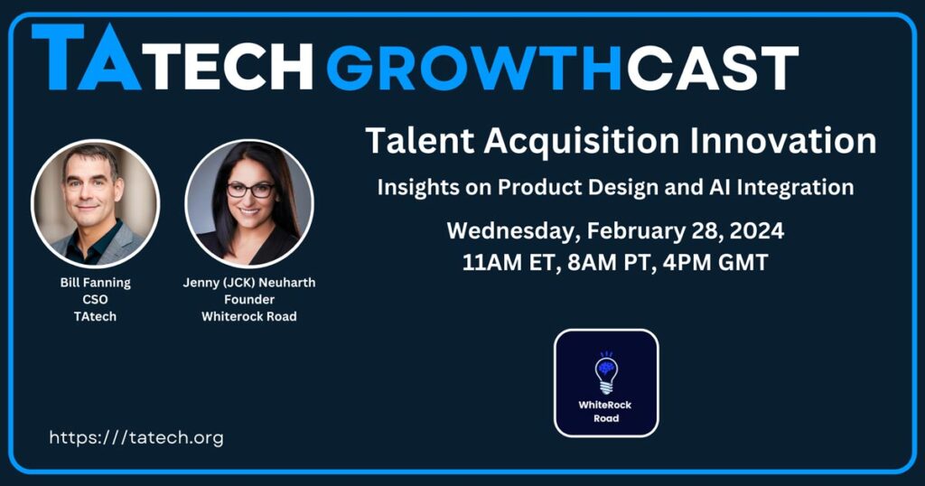 TAtech Growthcast, with Bill Fanning.
Today, Bill interviews Jenny Neuharth, Founder of Whiterock Road